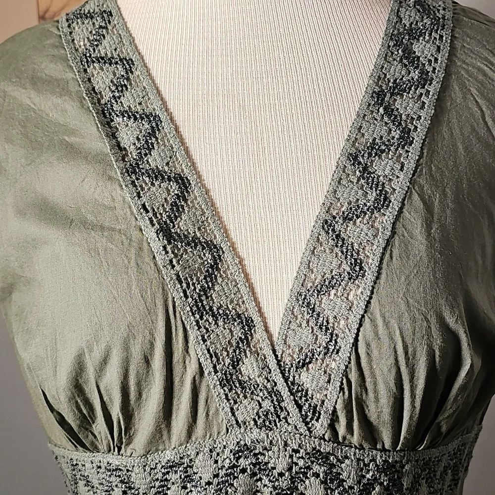 ORLEAN, Shift Pop Over‎ Dress Made In ITALY. moss Green Size XS